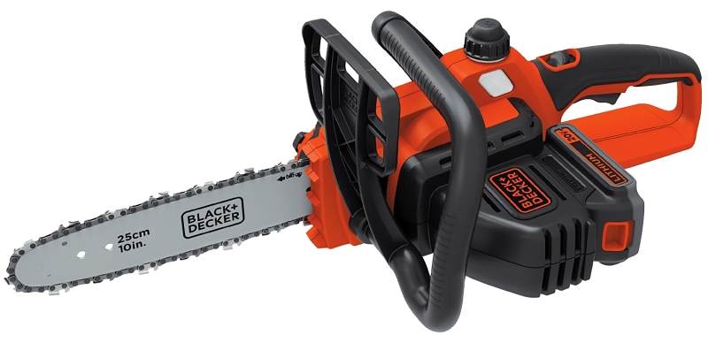 Black+Decker LCS1020 Chainsaw, 2 Ah, 20 V Battery, Lithium-Ion Battery, 10 in Cutting Capacity, 10 in L Bar/Chain