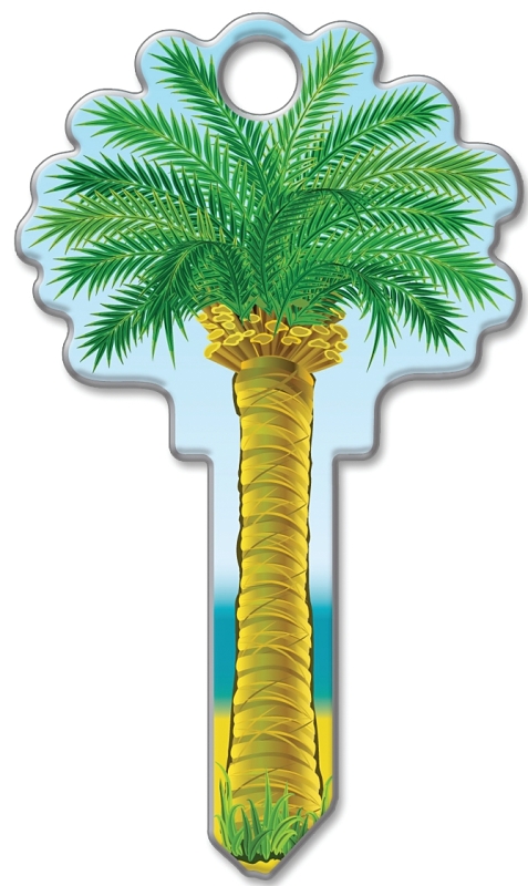 Lucky Line Key Shapes Series B112S Key Blank, Palm Tree, Brass, Enamel-Coated, For: Schlage Locks