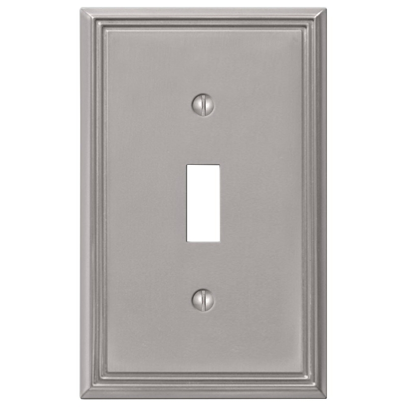 Amerelle 77TBN Wallplate, 4-7/8 in L, 3 in W, 1 -Gang, Cast Metal, Brushed Nickel