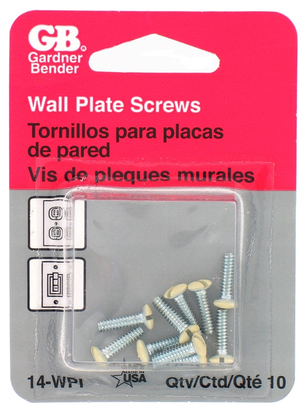 14-wpi Ivory Wallplate Screw Kit, 1/2 In Length, Flat Head