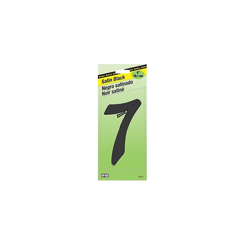 Hy-Ko BK-40/7 House Number, Character: 7, 4 in H Character, Black Character, Zinc