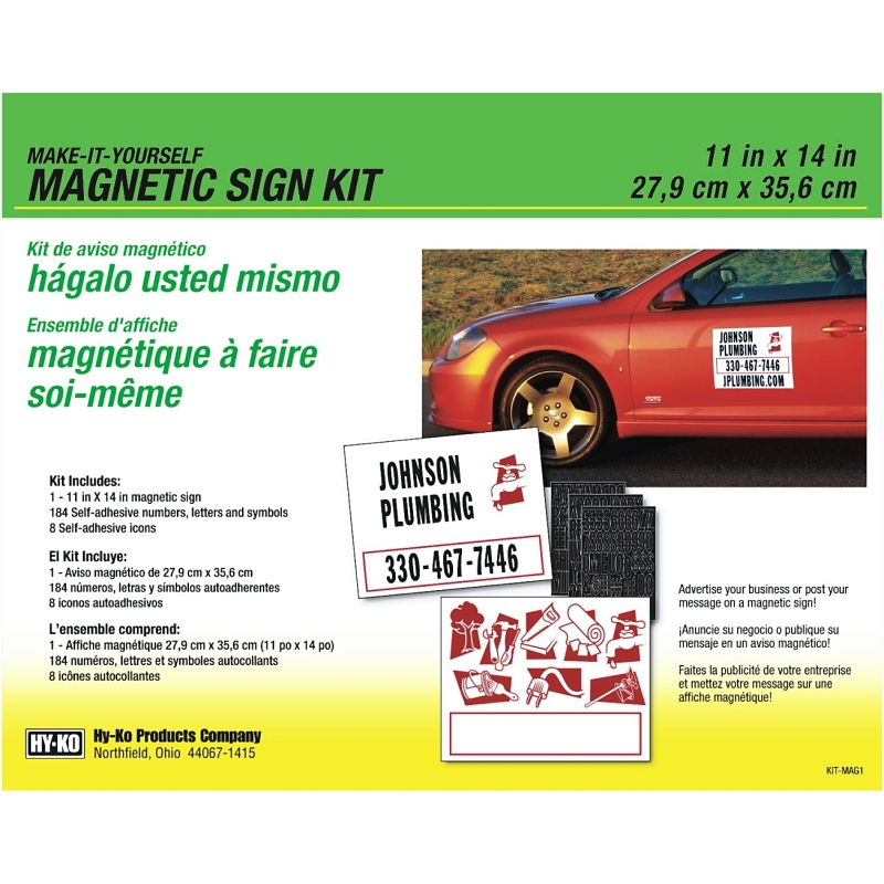 Hy-Ko KIT-MAG1 Sign Kit, Blank (Make Your Own Message), Black Legend, White Background, Magnetic