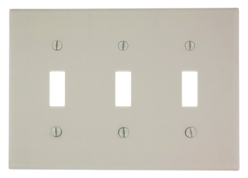 Leviton 000-78011-000 Wallplate, 4-1/2 in L, 2-3/4 in W, 3 -Gang, Thermoset, Light Almond, Smooth