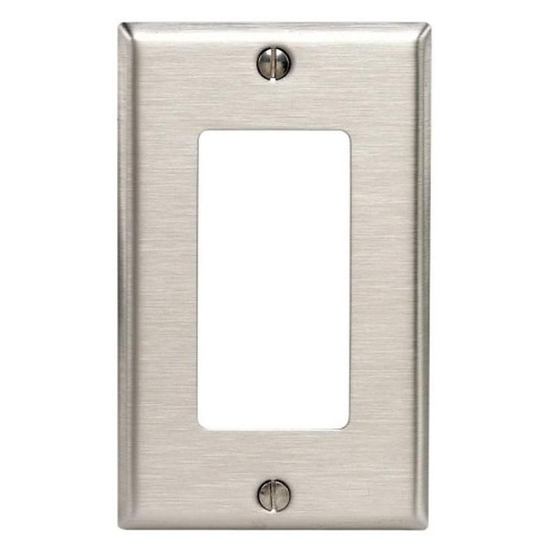 Leviton 84401-105 Wallplate, 2-3/4 in L, 4-1/2 in W, 1-Gang, Stainless Steel, Stainless Steel, Brushed