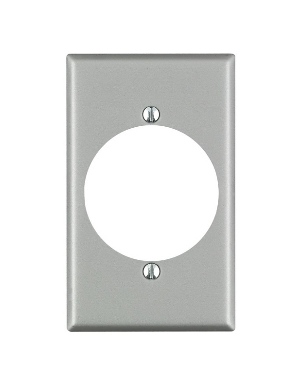 Leviton 04927 Wallplate, 4-1/2 in L, 2-3/4 in W, 1 -Gang, Steel, Silver, Aluminum, Flush Mounting