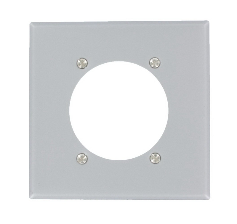 Leviton S701-GY Series Single Receptacle Wallplate, Standard-Size, 4-1/2 in L, 4-9/16 in W, 2-Gang, Steel, Aluminum
