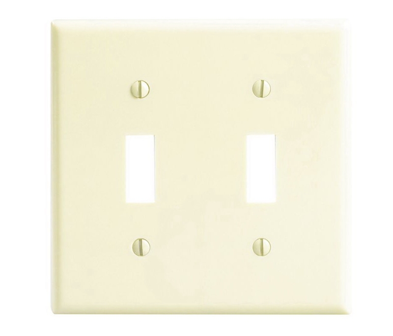 Leviton 001-86009-000 Wallplate, Standard-Size, 4-1/2 in L, 2-3/4 in W, 2-Gang, Thermoset, Ivory