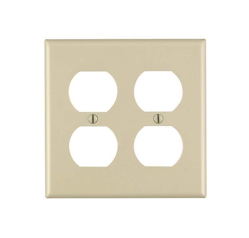 Leviton 86016 Receptacle Wallplate, 4-1/2 in L, 4-9/16 in W, 2 -Gang, Thermoset Plastic, Ivory, Smooth