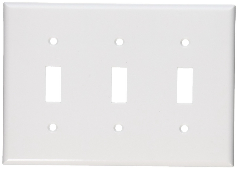 Leviton 001-88011-000 Non-Metallic Wallplate, 4-1/2 in L, 2-3/4 in W, 3 -Gang, Thermoset, White, Smooth