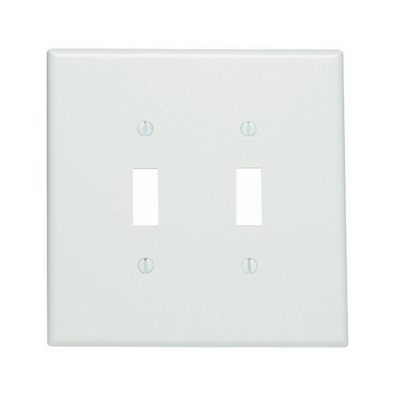 Leviton 88109 Wallplate, 5-1/4 in L, 5.31 in W, 2 -Gang, Thermoset Plastic, White, Smooth