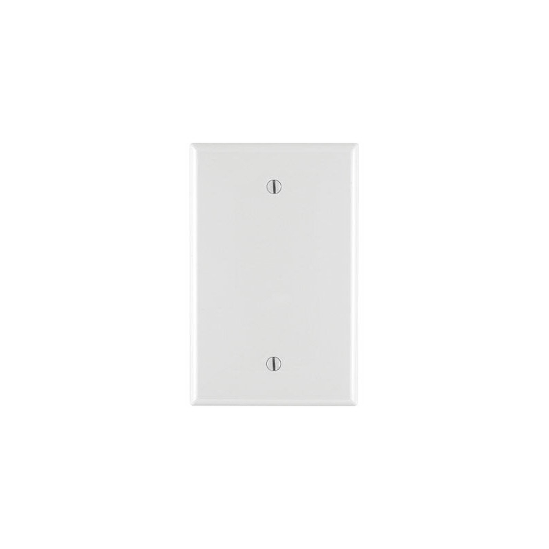 Leviton PJ13-W Blank Wallplate, 3-1/8 in L, 4-7/8 in W, 1/4 in Thick, 1-Gang, Nylon, White, Box