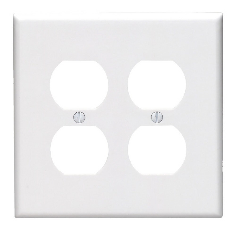 Leviton 80516-W Receptacle Wallplate, 4-7/8 in L, 4.94 in W, Midway, 2 -Gang, Plastic, White, Surface Mounting