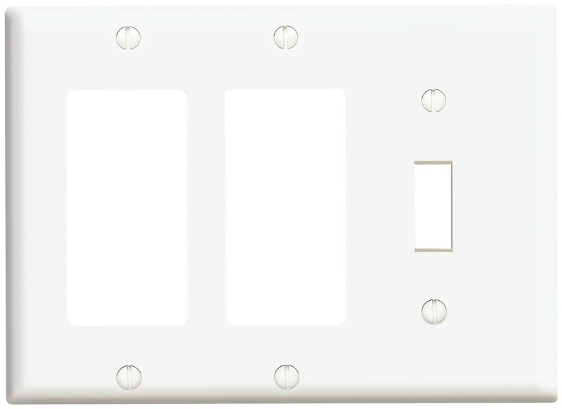 Leviton 80431/003 Combination Wallplate, 4-1/2 in L, 6-3/8 in W, Standard, 3-Gang, Thermoset Plastic, White