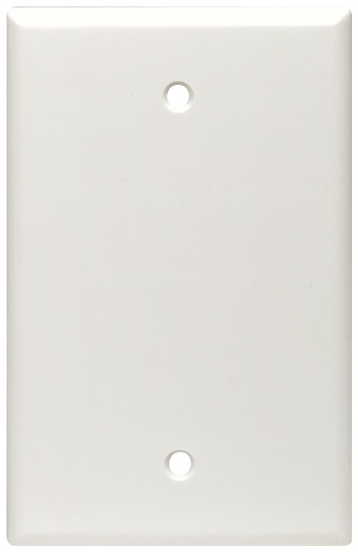 Leviton 80514-W Blank Wallplate, 3-1/8 in L, 4-7/8 in W, 1/4 in Thick, 1 -Gang, Plastic, White, Box Mounting