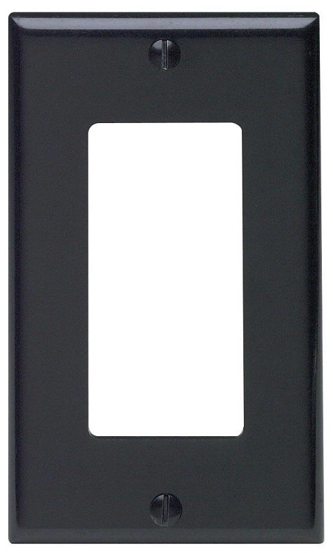 Leviton 80401-E Wallplate, 4-1/2 in L, 2-3/4 in W, 1-Gang, Thermoset Plastic, Black, Smooth