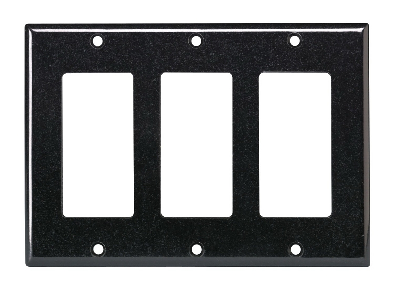 Leviton 80411-E Wallplate, 4-1/2 in L, 6-3/8 in W, 3-Gang, Plastic, Black