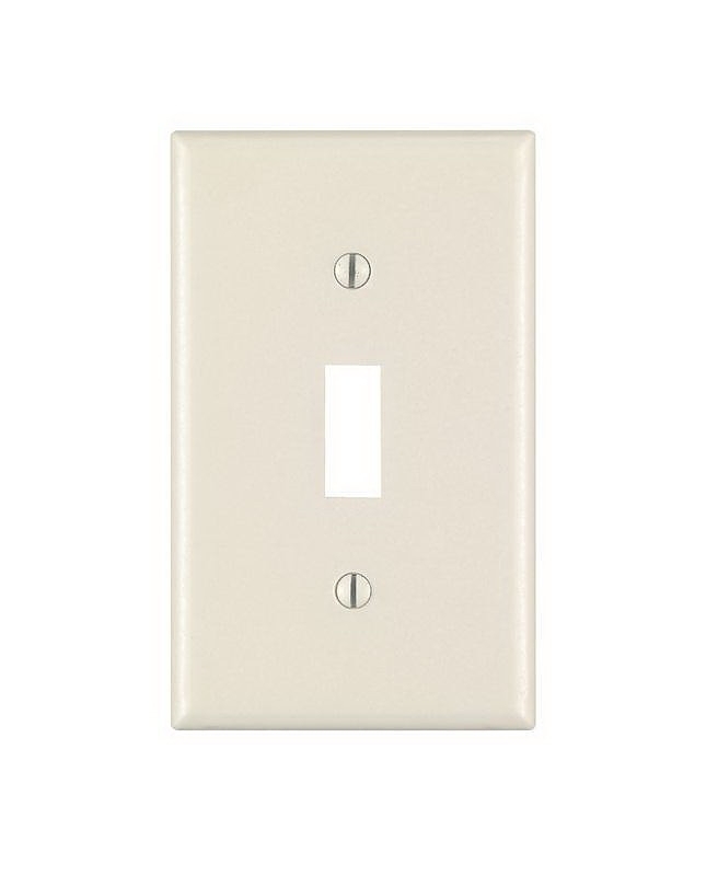 Leviton 010-78001-000 Wallplate, Standard-Size, 4-1/2 in L, 2-3/4 in W, 1-Gang, Thermoset, Light Almond, Smooth
