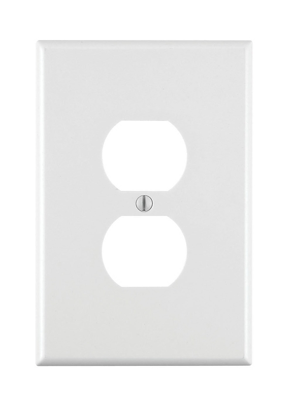 Leviton 80503-W Receptacle Wallplate, 4-7/8 in L, 3-1/8 in W, Midway, 1 -Gang, Plastic, White, Surface Mounting