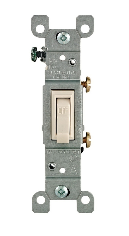 Leviton 1451-2T Series Switch, Light Almond, 1-Poles, 15 A, 120 V, Push-In Terminal, Thermoplastic Housing Material