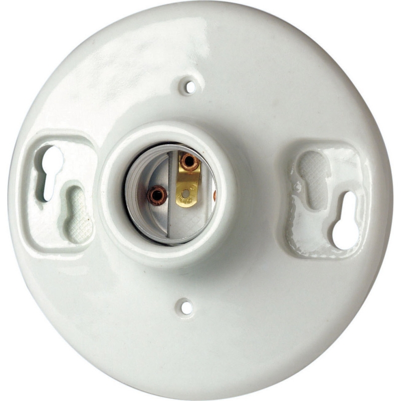 Leviton B01-49875 Lamp Holder, 1-Circuit, Keyless, 4-1/2 in Dia Dimensions, 250 V, 660 W, Porcelain Housing Material