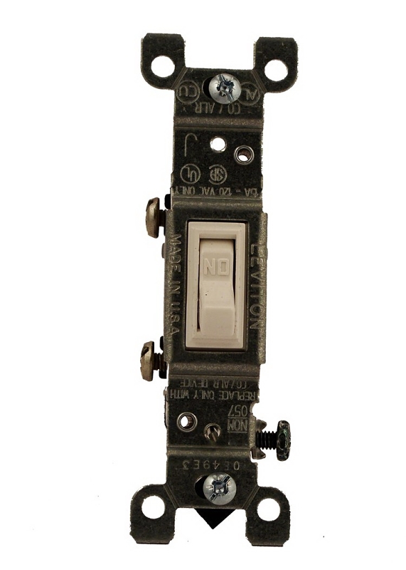 Leviton C22-02651-02W Toggle Switch, 15 A, 120 V, Thermoplastic Housing Material, White