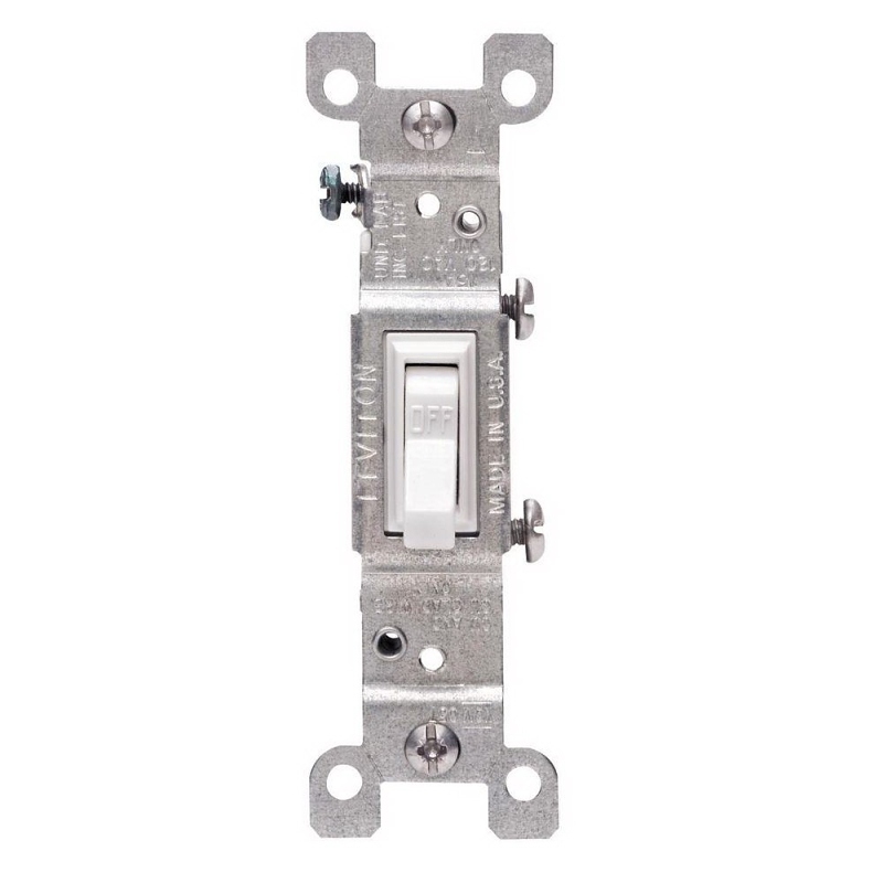 Leviton M24-01451-2WM Series Switch, White, 15 A, 120 V, Toggle Actuator, Thermoplastic Housing Material