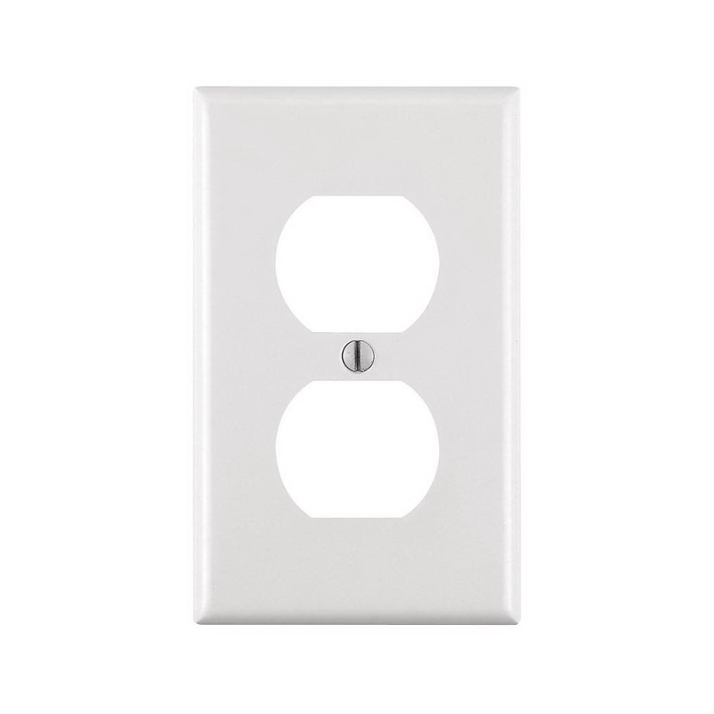 Leviton M24-88003-WMP Receptacle Wallplate, 4-1/2 in L, 2-3/4 in W, 1 -Gang, Plastic, White, Smooth