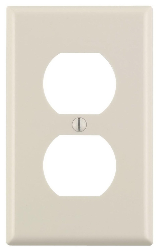 Leviton M56-78003-TMP Receptacle Wallplate, 4-1/2 in L, 2-3/4 in W, 1 -Gang, Plastic, Light Almond, Smooth