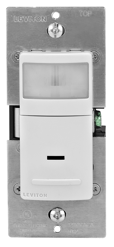 Leviton R02-IPS02-1LW Motion Detector, 2.5 A, 120 V, 1-Pole, Motion Sensor, 180 deg Sensing, 900 sq-ft Sensing, White