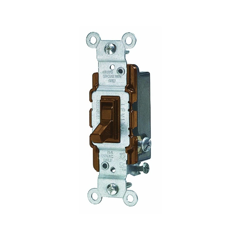 Leviton S02-01453-2WS Series Toggle Switch, White, 15 A, 120 V, 3-Position, Push-In Terminal