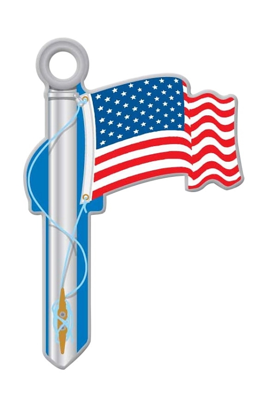 Lucky Line Key Shapes Series B101K Key Blank, American Flag, Brass, Enamel-Coated, For: Kwikset Locks