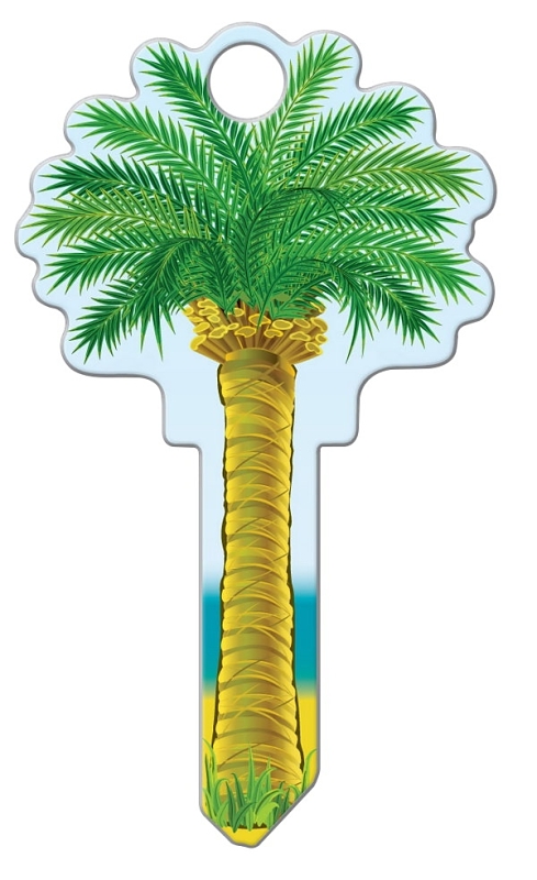 Lucky Line Key Shapes Series B112K Key Blank, Palm Tree, Brass, Enamel-Coated, For: Kwikset Locks