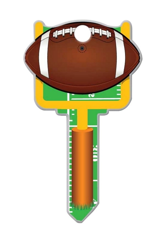 Lucky Line Key Shapes Series B121K Key Blank, Football, Brass, Enamel-Coated, For: Kwikset Locks