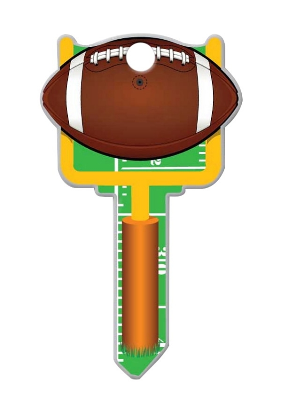 Lucky Line Key Shapes Series B121S Key Blank, Football, Brass, Enamel-Coated, For: Schlage Locks
