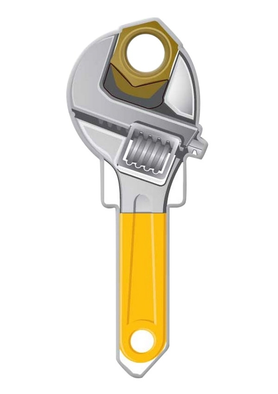 Lucky Line Key Shapes Series B123S Key Blank, Wrench, Brass, Enamel-Coated, For: Schlage Locks