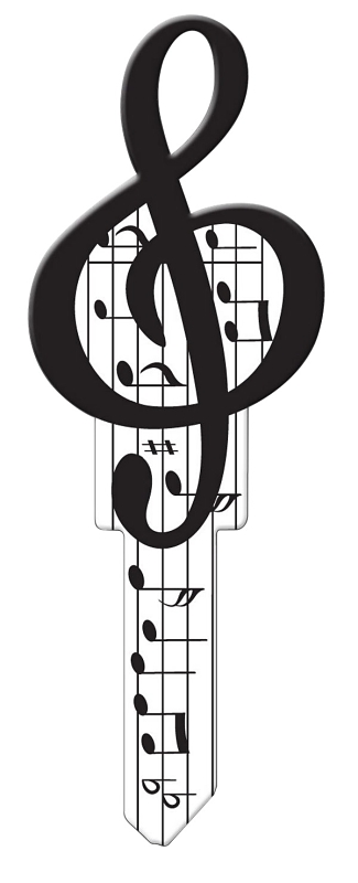Lucky Line Key Shapes Series B125K Key Blank, Music, Brass, Enamel-Coated, For: Kwikset Locks