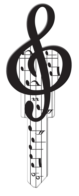 Lucky Line Key Shapes Series B125S Key Blank, Music, Brass, Enamel-Coated, For: Schlage Locks