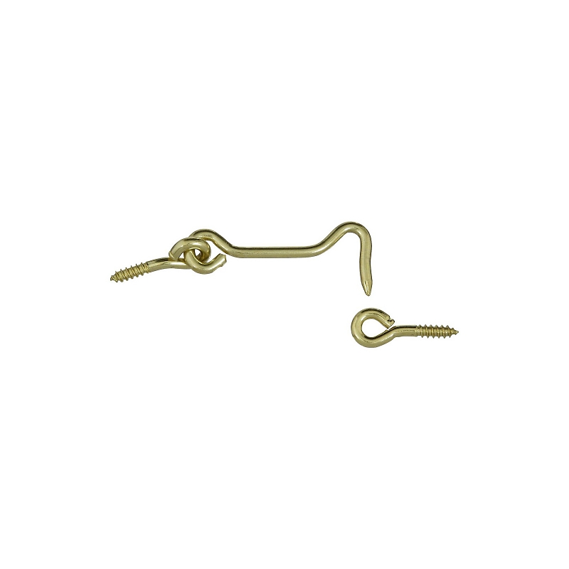 National Hardware V2001 Series N118-133 Hook and Eye, 2-1/2 in Dimensions, Solid Brass, Solid Brass