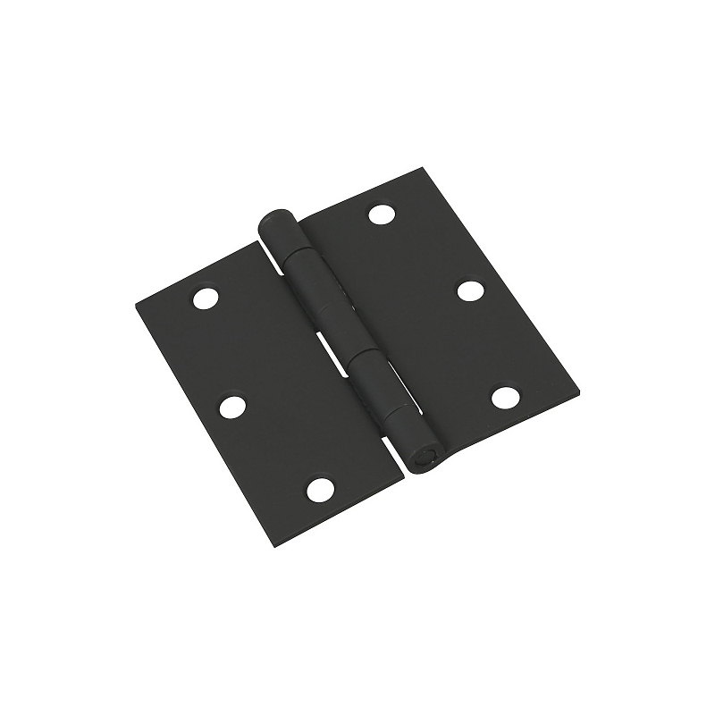 National Hardware N241-190 Square Corner Door Hinge, 3-1/2 in H Frame Leaf, Black, Cold Rolled Steel, Full-Mortise