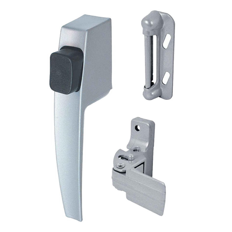 Prime-Line K 5006 Pushbutton Latch, 1-3/4 in Hole Spacing, Aluminum, 5/8 to 1-1/4 in Thick Door