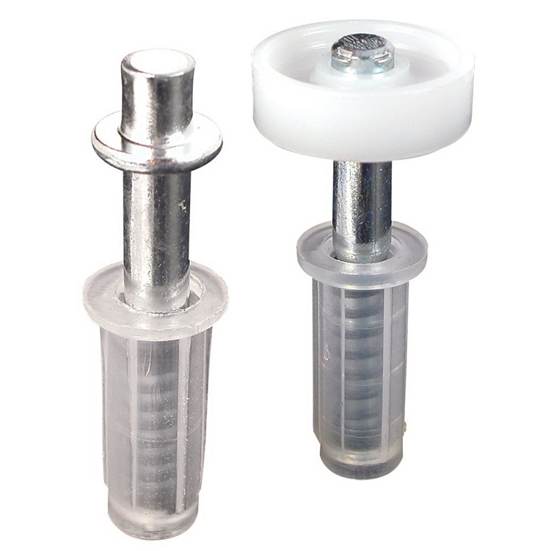 Prime-Line N 7266 Door Pivot and Guide Set, 3/8 in Dia Base, 1 in H Base, Plastic/Steel, 2/PK