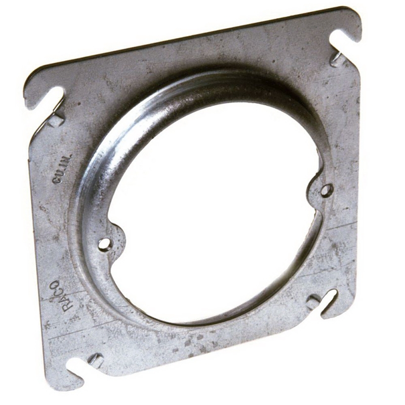 Raco 757 Electrical Box Cover, 4 in L, 4 in W, Square, 1-Gang, Galvanized Steel, Gray