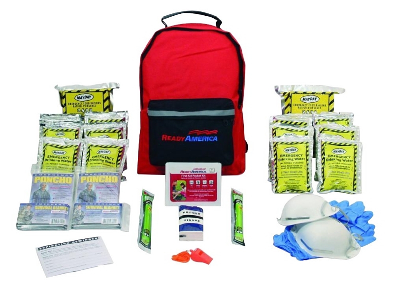 Ready America 70280 Emergency Kit, Includes: (2) 2400 Calorie Food Bars, (12) 4.225 oz Water Pouches