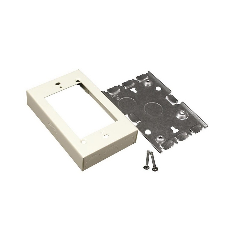 Wiremold V5748 Receptacle Box, 26.79 cu-in, 1/2 in, 1-Gang, 2-Knockout, Steel, Ivory, Surface