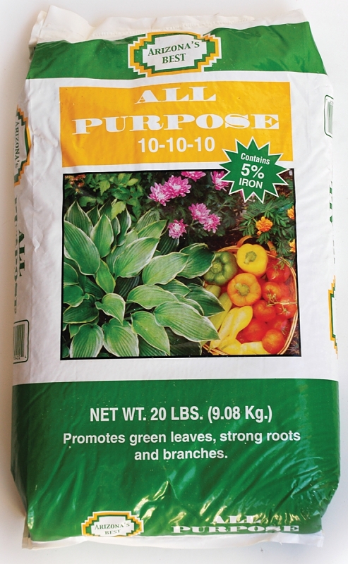Gro-Well AZB70422 All-Purpose Fertilizer, 20 lb, Bag, Solid, 10-10-10 N-P-K Ratio