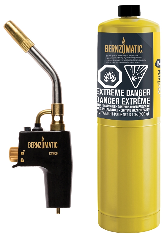 BernzOmatic TS4000KC CAN Torch Kit, Includes: 14.1 oz MAP Pro Filled Cylinder, TS4000 Trigger Start Torch Head