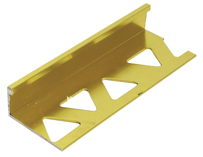 Shur-Trim ET2151BBR08 Flat Tile Edge, 8 ft L, 3/8 in W, Aluminum, Brass