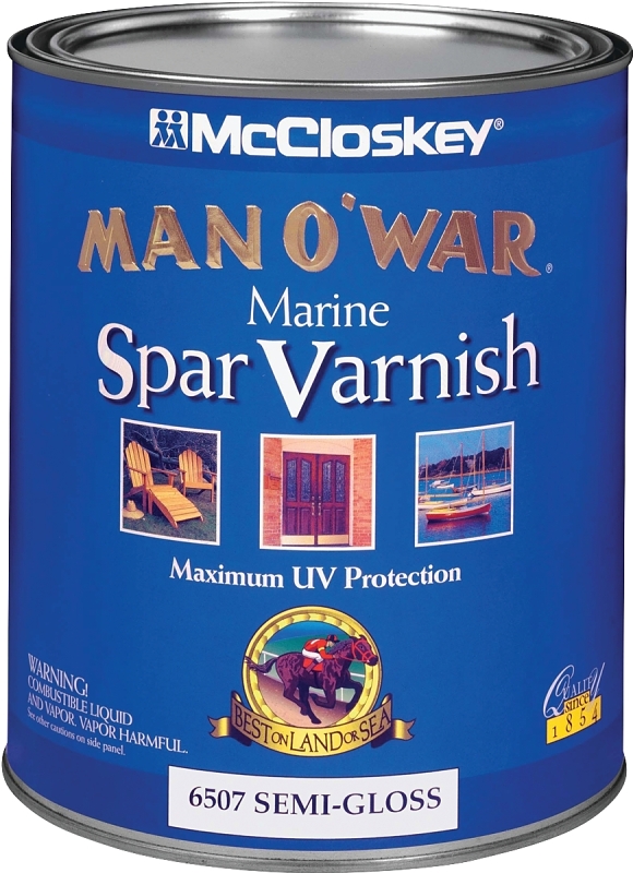 McCloskey Man O' War 080.0006507.005 Marine Spar Varnish, Semi-Gloss, Clear, Liquid, 1 qt