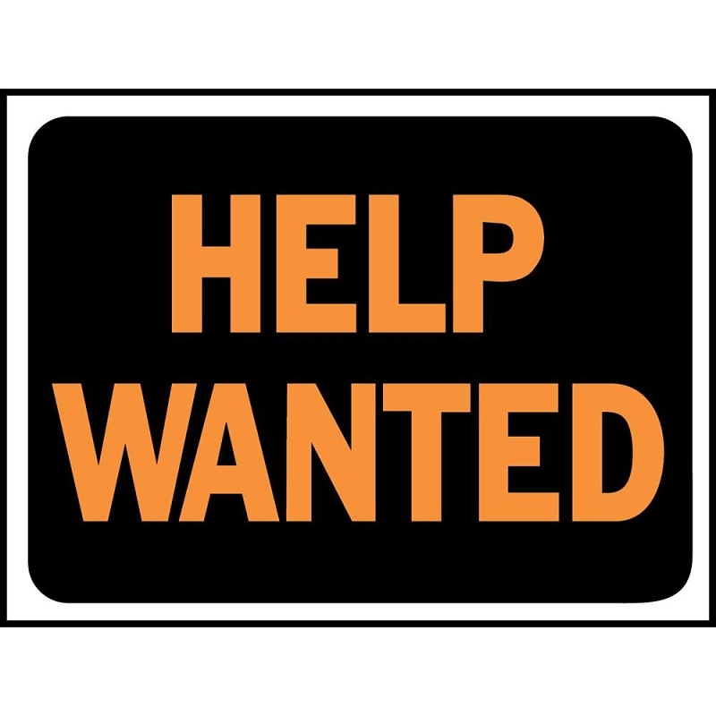 Hy-Ko Hy-Glo Series 3034 Identification Sign, Rectangular, HELP WANTED, Fluorescent Orange Legend, Black Background
