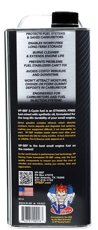 VP Racing 6231 50:1 Pre-Mixed Small Engine Fuel, Hydrocarbon, Blue, 128 oz